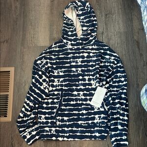 Athleta Navy and White Tie-Dye Hoodie
